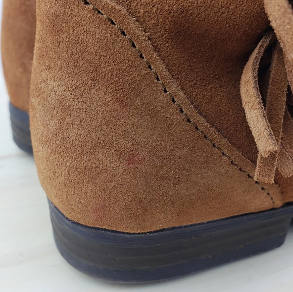 Minnetonka Fringe Boots Size 6 Tan Brown Suede Moccasins Ankle Booties Western - Picture 9 of 11